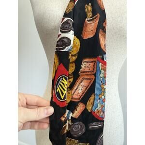 VTG 1993 Silk Novelty Tie - Junk Food, Snacks, Ritz Oreo Funny Nicole Miller